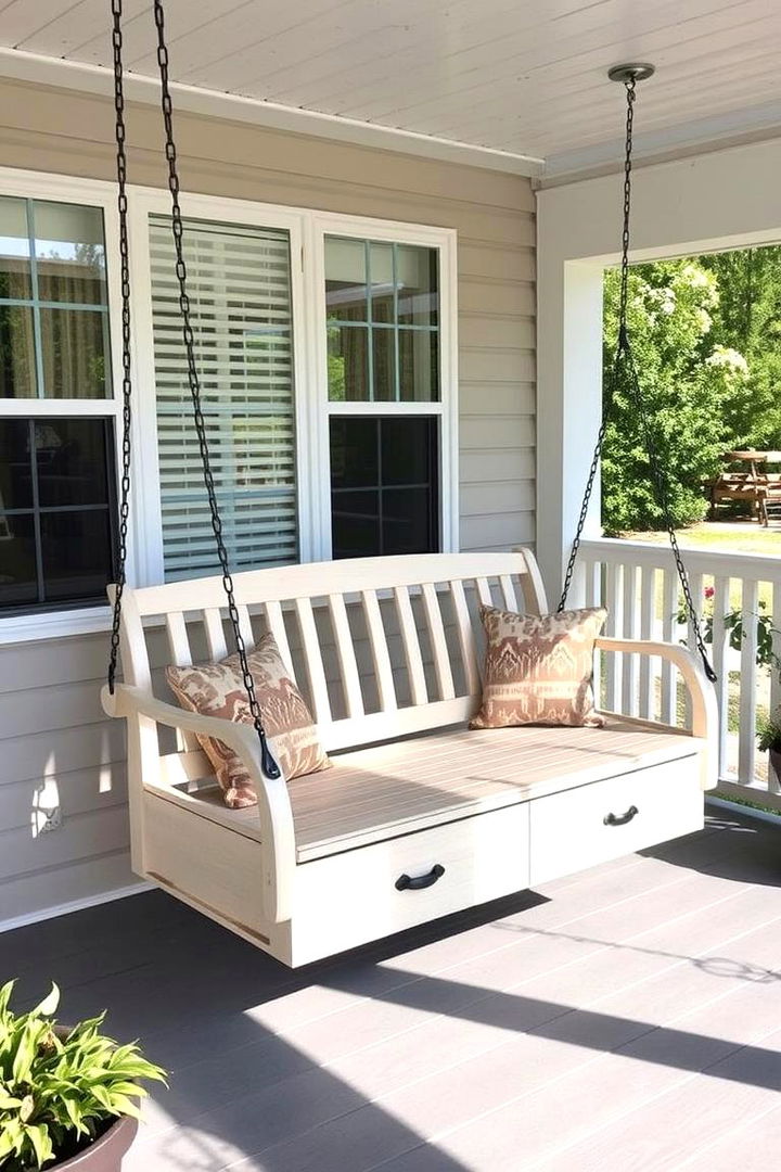Multi functional Porch Swing with Storage - 22 Front Porch Swing Ideas