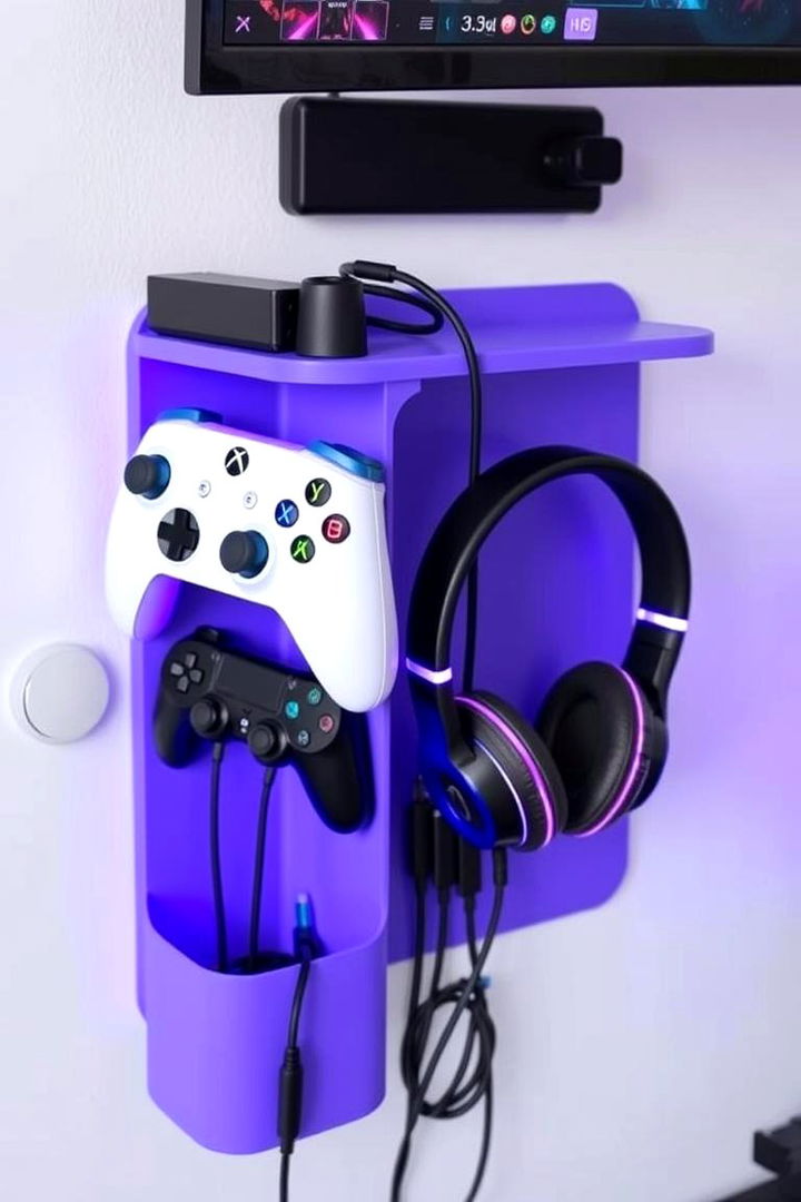 Multi functional Purple Peripheral Organizer - 22 Purple Gaming Setup Ideas