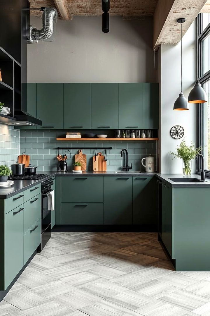 Multi functional Space with Urban Charm - 22 Sage Green and Black Kitchen Ideas