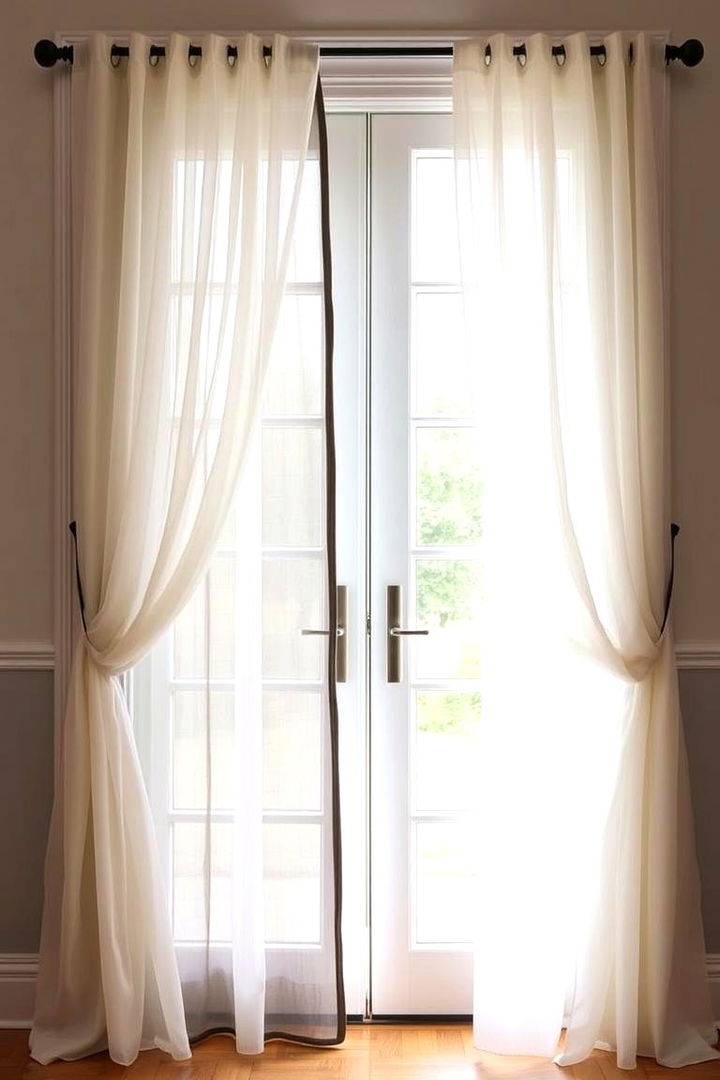 Multi layered Sheer and Blackout Combo - 22 French Door Curtain Ideas