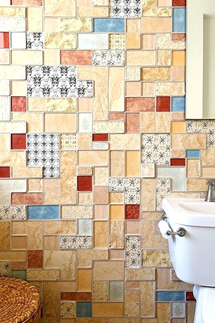 Multi textured Mix Match Designs - 22 Bathroom Backsplash Ideas