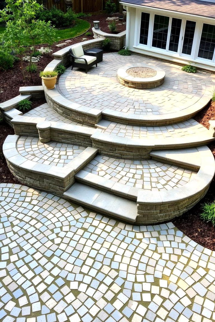 Multi tiered Patio Structuring - 22 cobblestone patio ideas