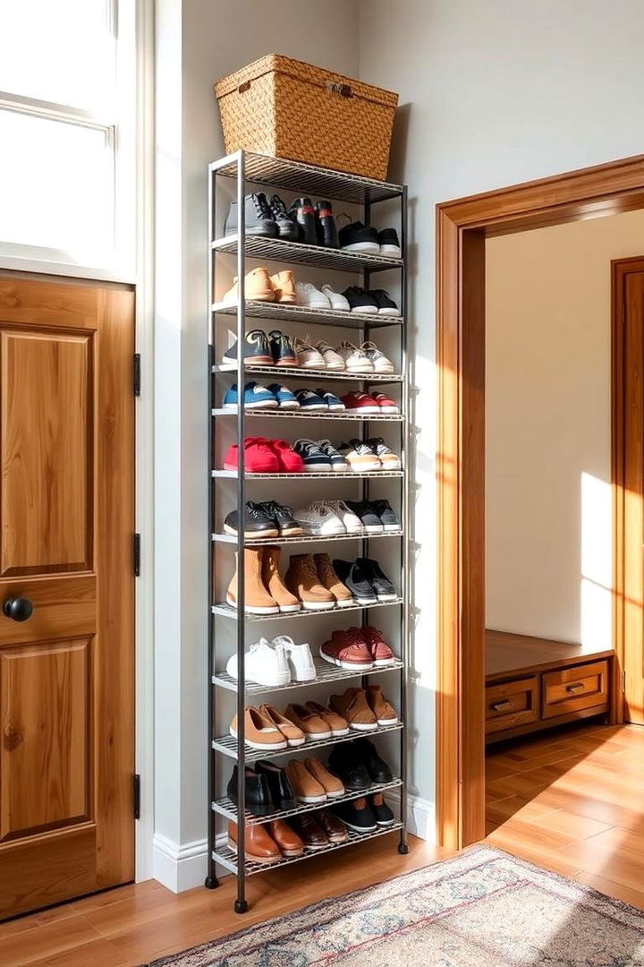 Multi tiered Shoe Racks - 22 Garage Entryway Ideas