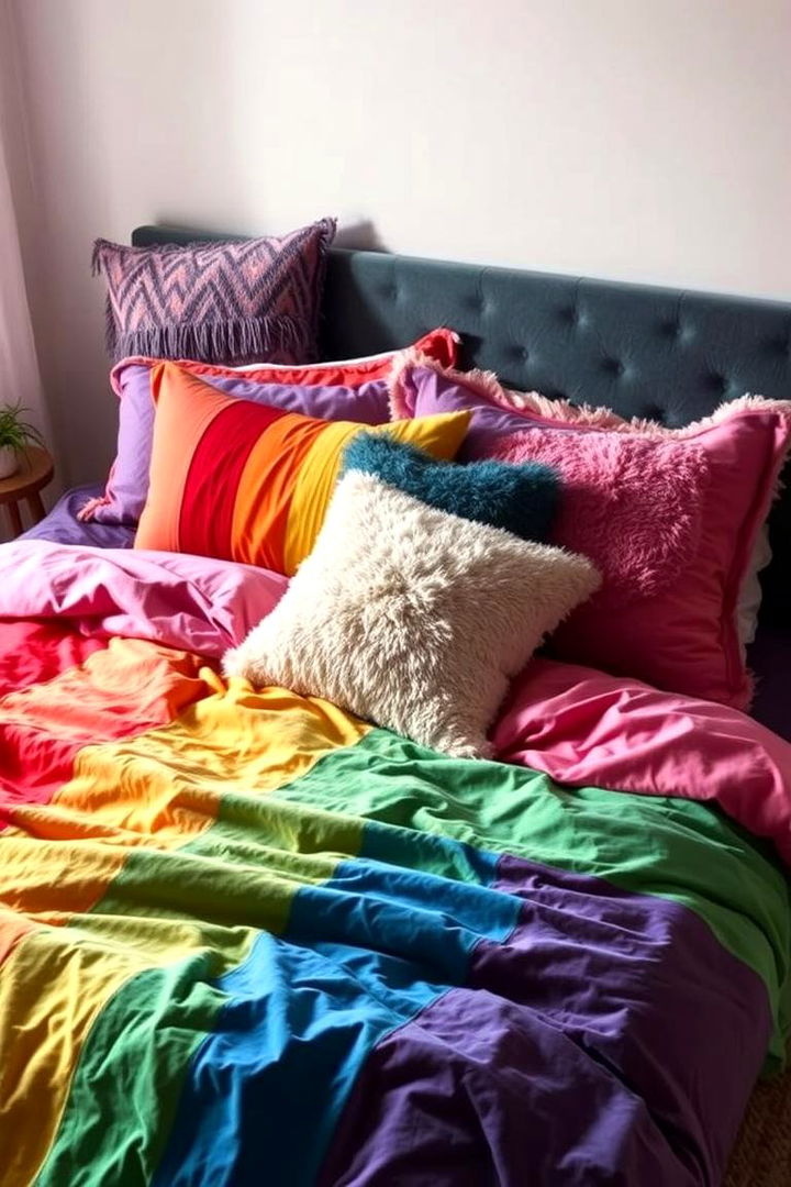 Multifaceted Bedding Ensembles - 22 Rainbow Bedroom Ideas