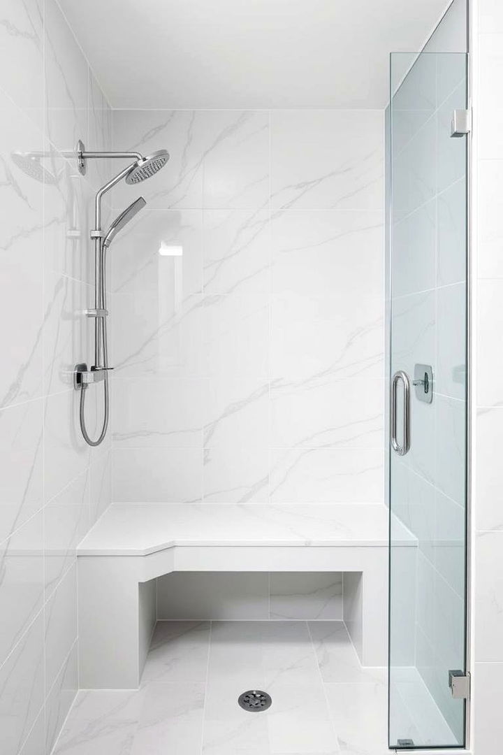 Multifunctional Built In Seating System - 22 Walk in Shower Ideas With Bench