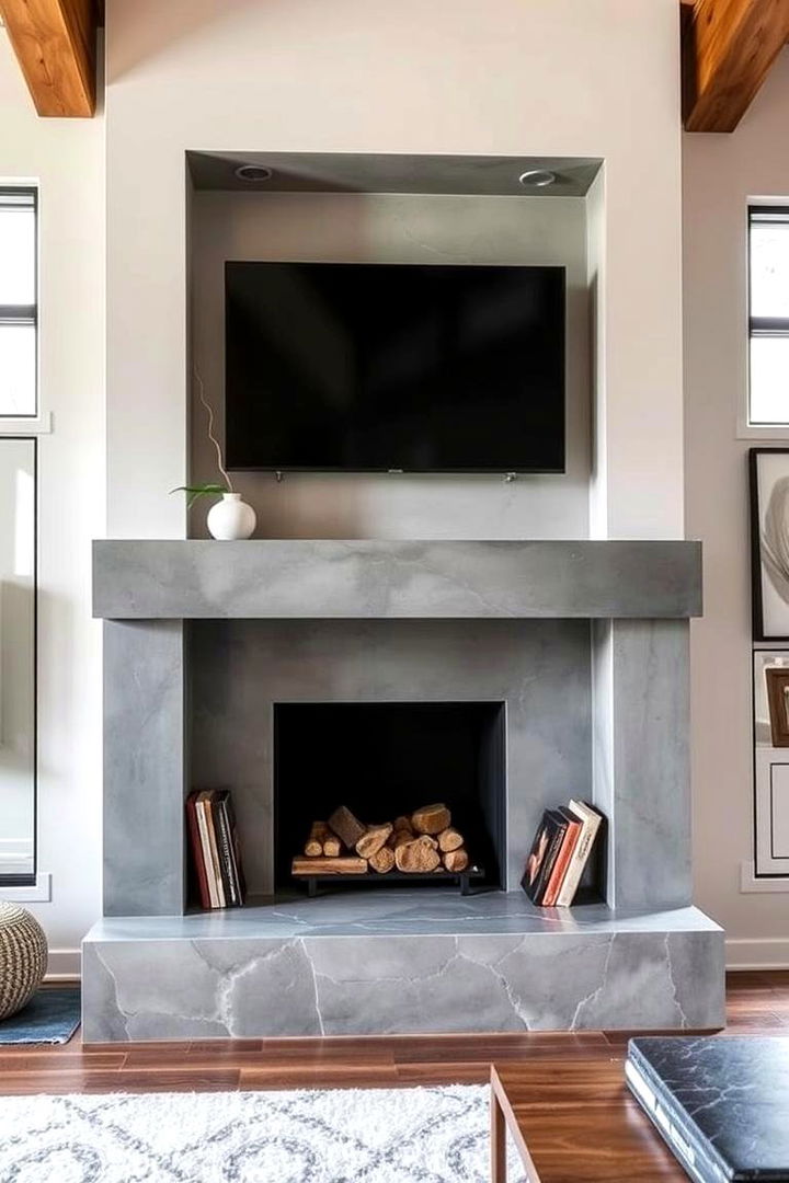 Multifunctional Concrete Fireplace - 22 Concrete Fireplace Ideas