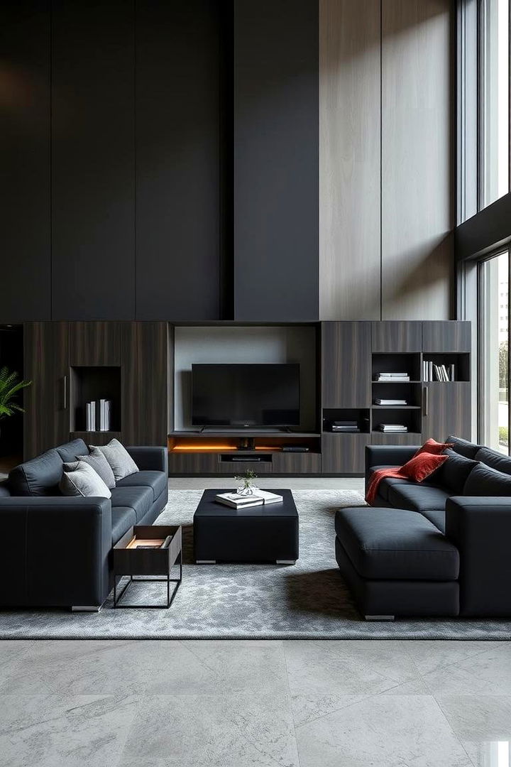 Multifunctional Dark Furniture - 22 Dark Living Room Ideas
