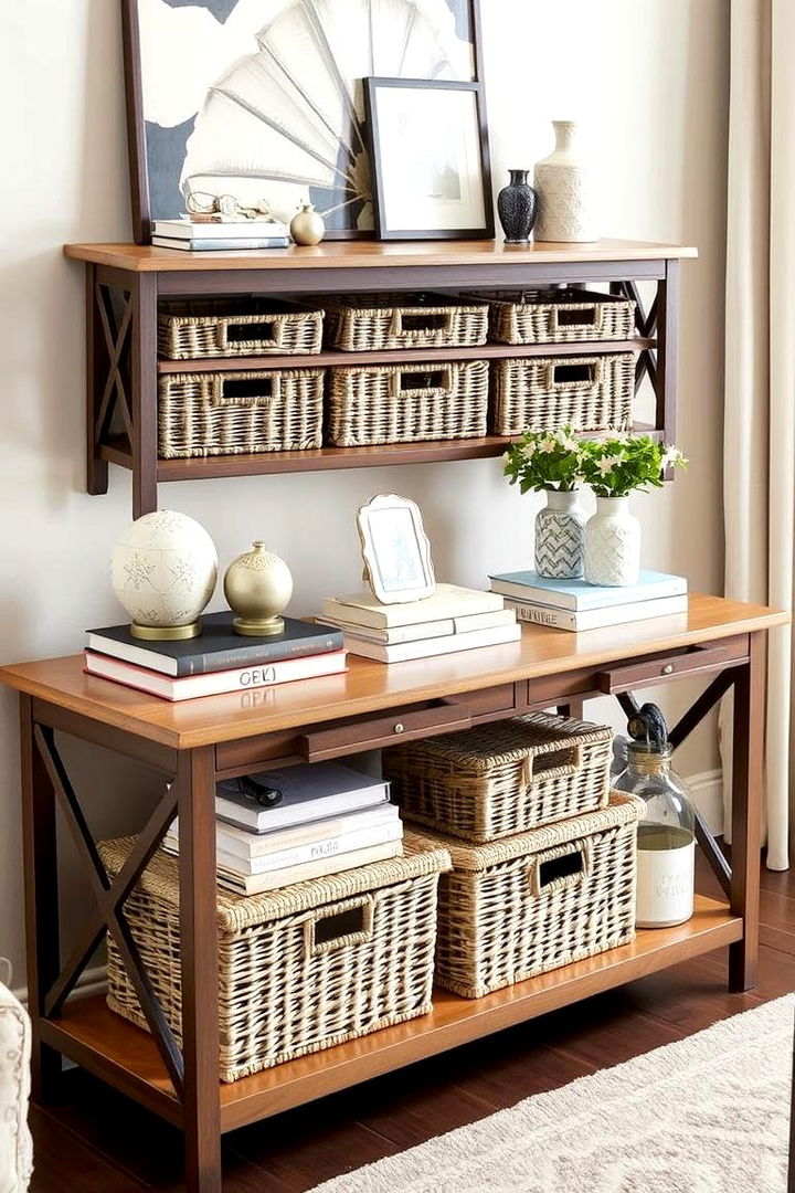 Multifunctional Display Integration - 22 Sofa Table Decor Ideas