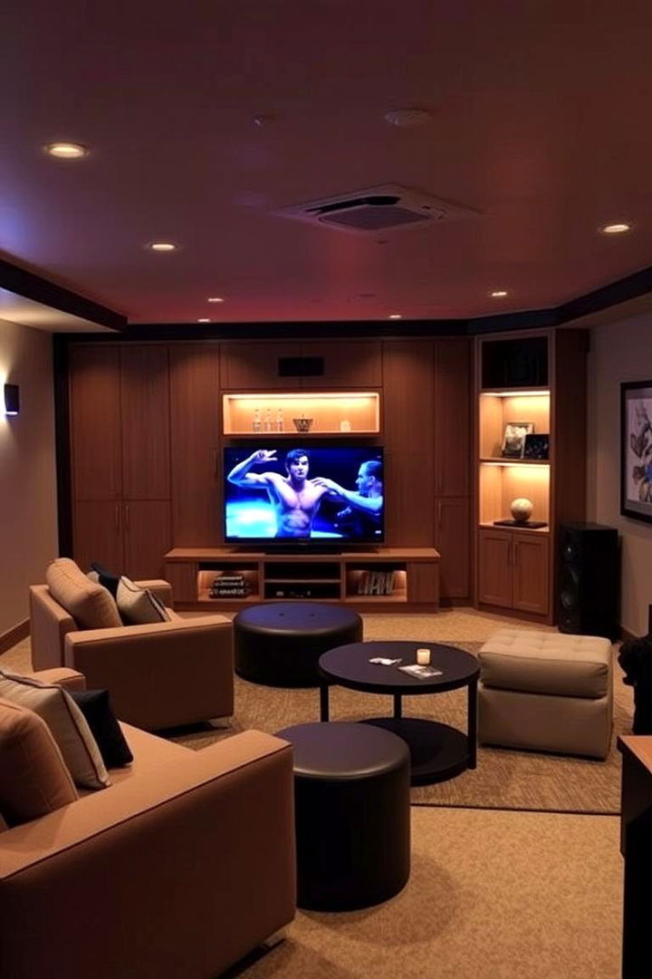 Multifunctional Entertainment Space - 22 basement decorating ideas