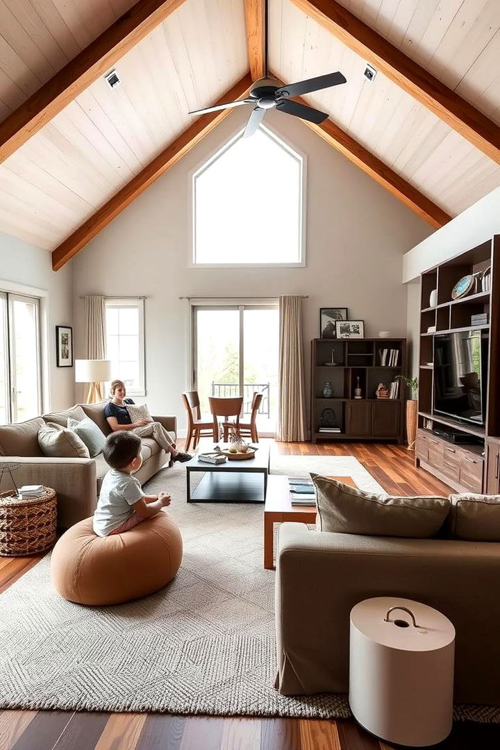 Multifunctional Family Space - 22 Open Concept Vaulted Ceiling Living Room Ideas