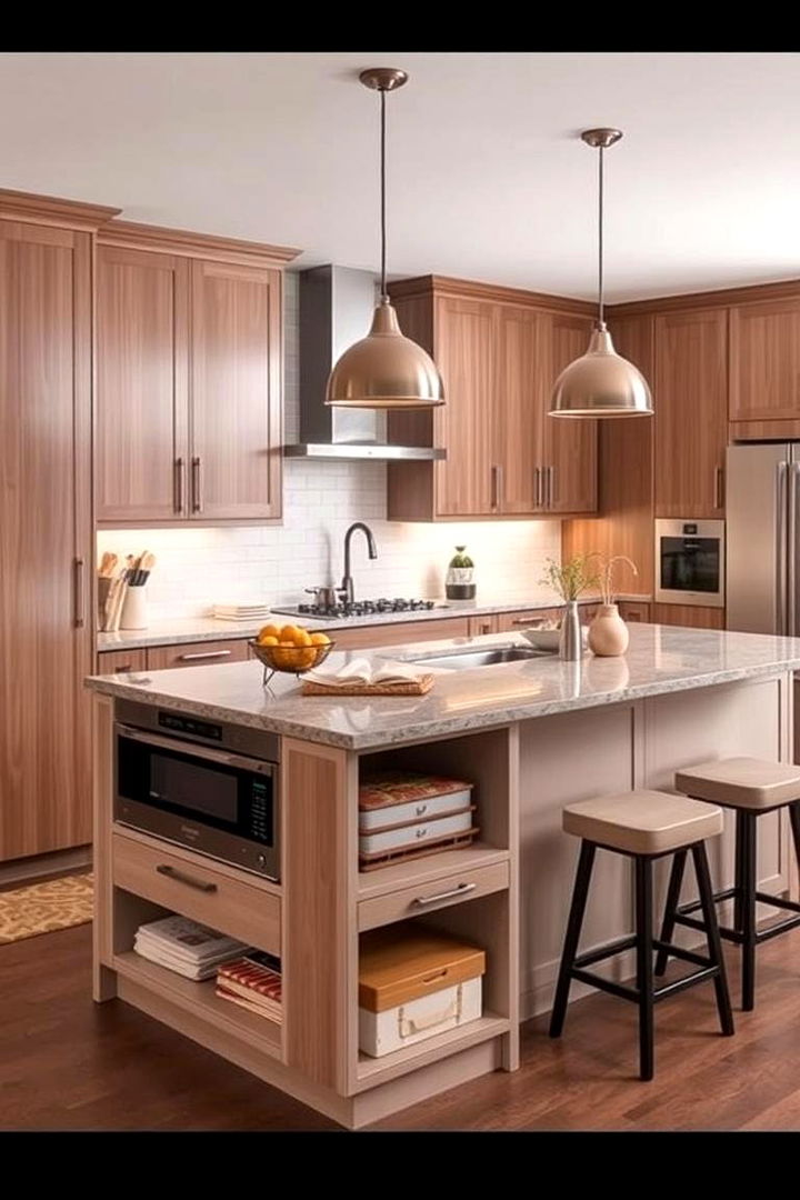Multifunctional Island with Integrated Appliances and Counter Seating - 22 Kitchen Island Ideas With Seating
