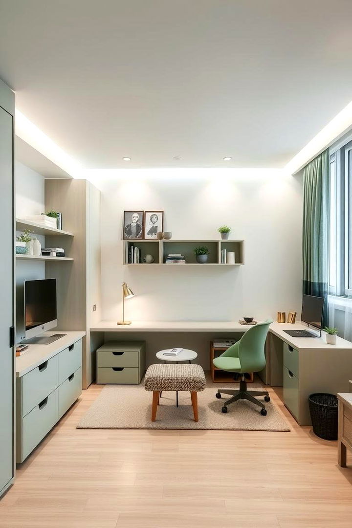 Multifunctional Modern Retreat - 22 Light Green Bedroom Ideas