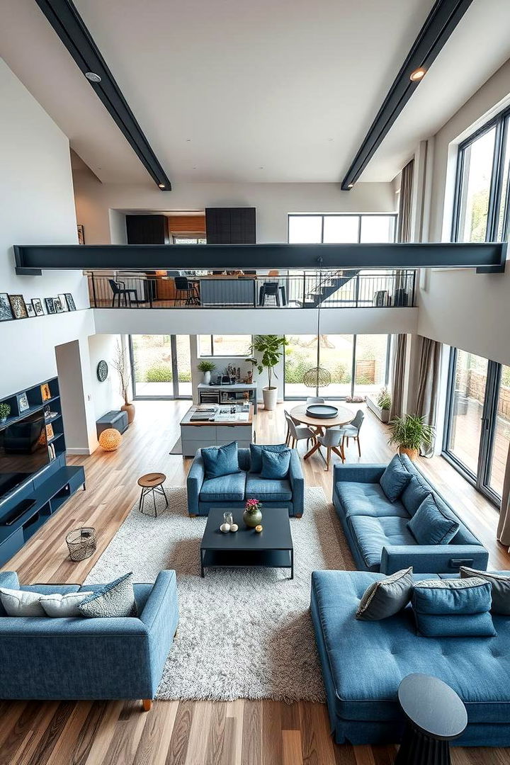 Multifunctional Open Spaces - 22 Blue and Grey Living Room Ideas