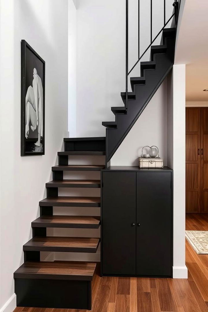 Multifunctional Staircase with Built in Storage - 22 black staircase ideas