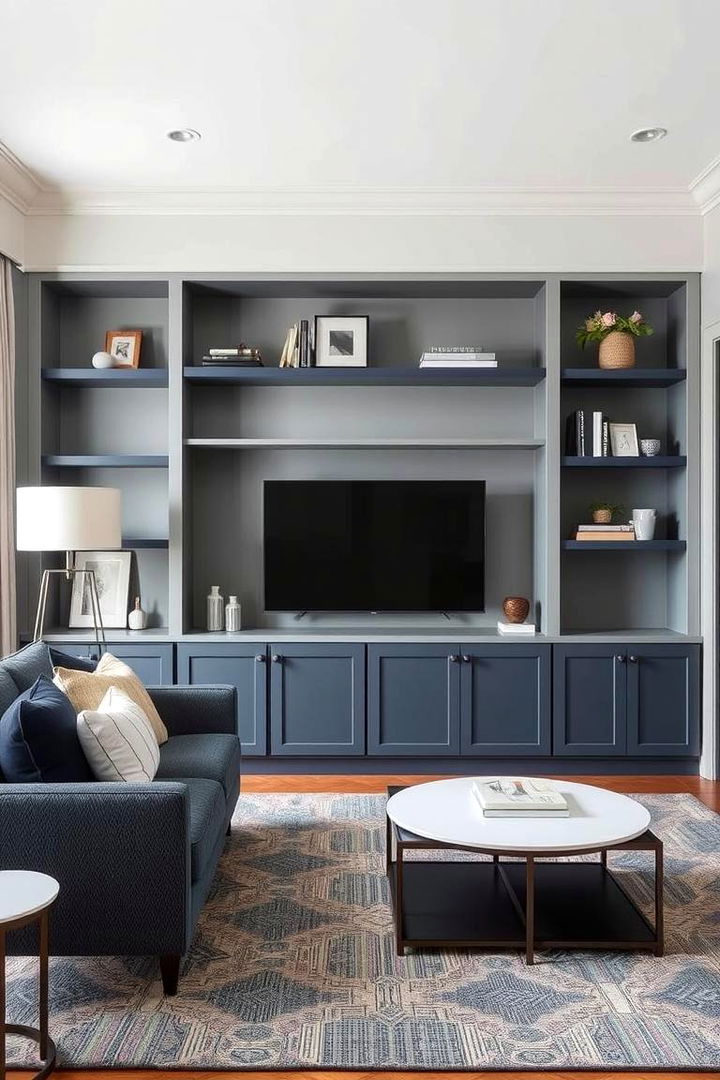 Multifunctional Storage Solutions - 22 Navy Blue and Grey Living Room Ideas