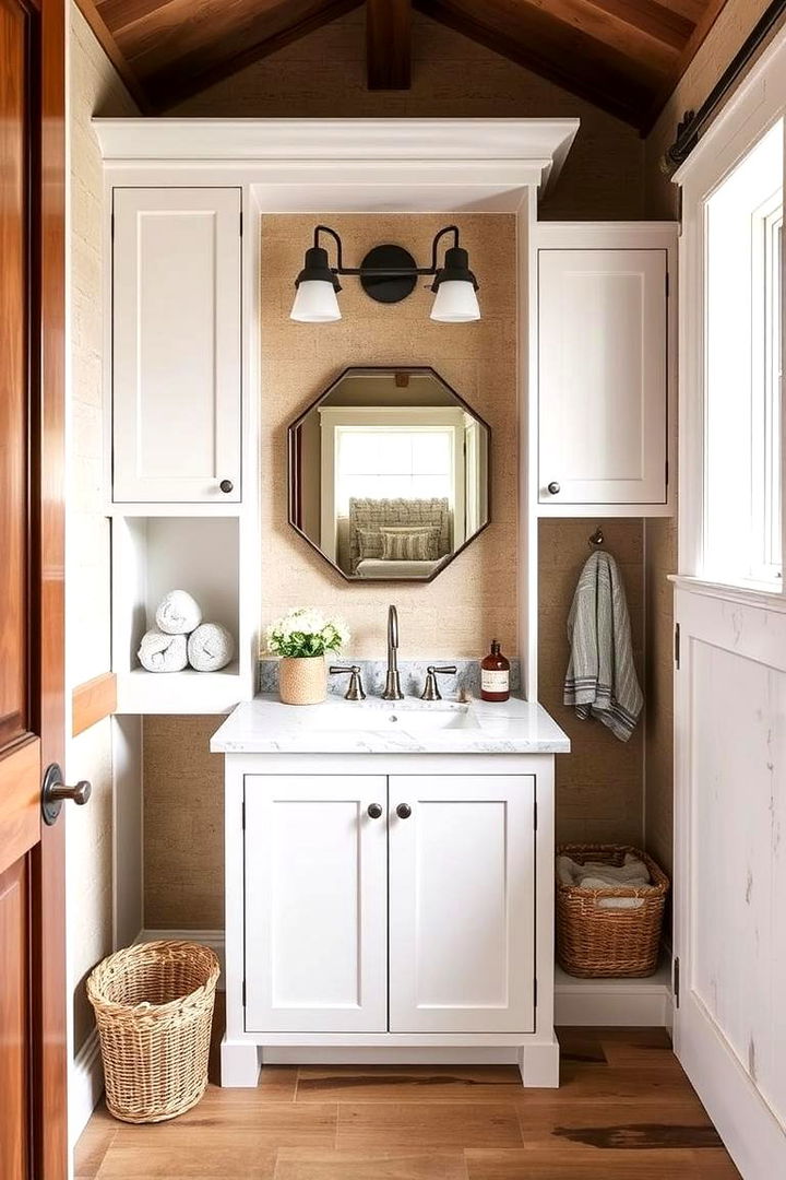 Multifunctional Storage Solutions - 22 Barndominium Bathroom Ideas