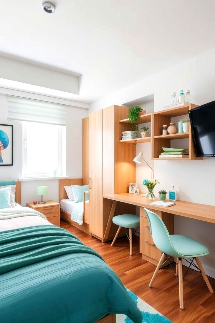 Multifunctional Turquoise Studio Bedroom - 22 Turquoise Bedroom Ideas