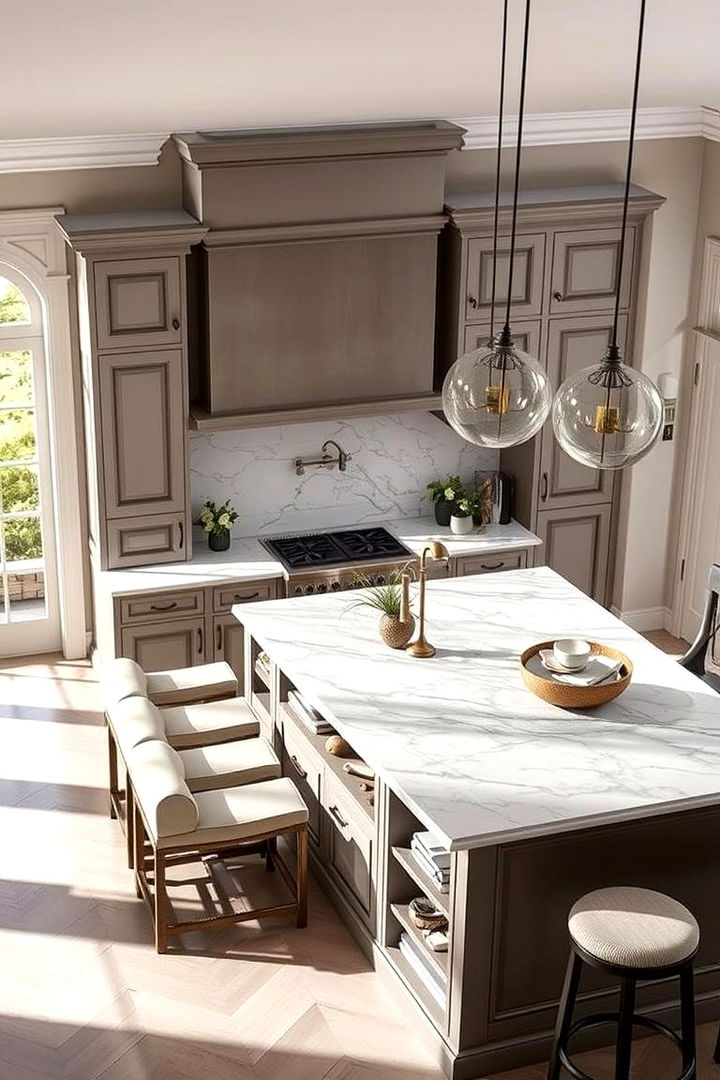 Multifunctional Work Hub - 22 Marble Kitchen Island Ideas