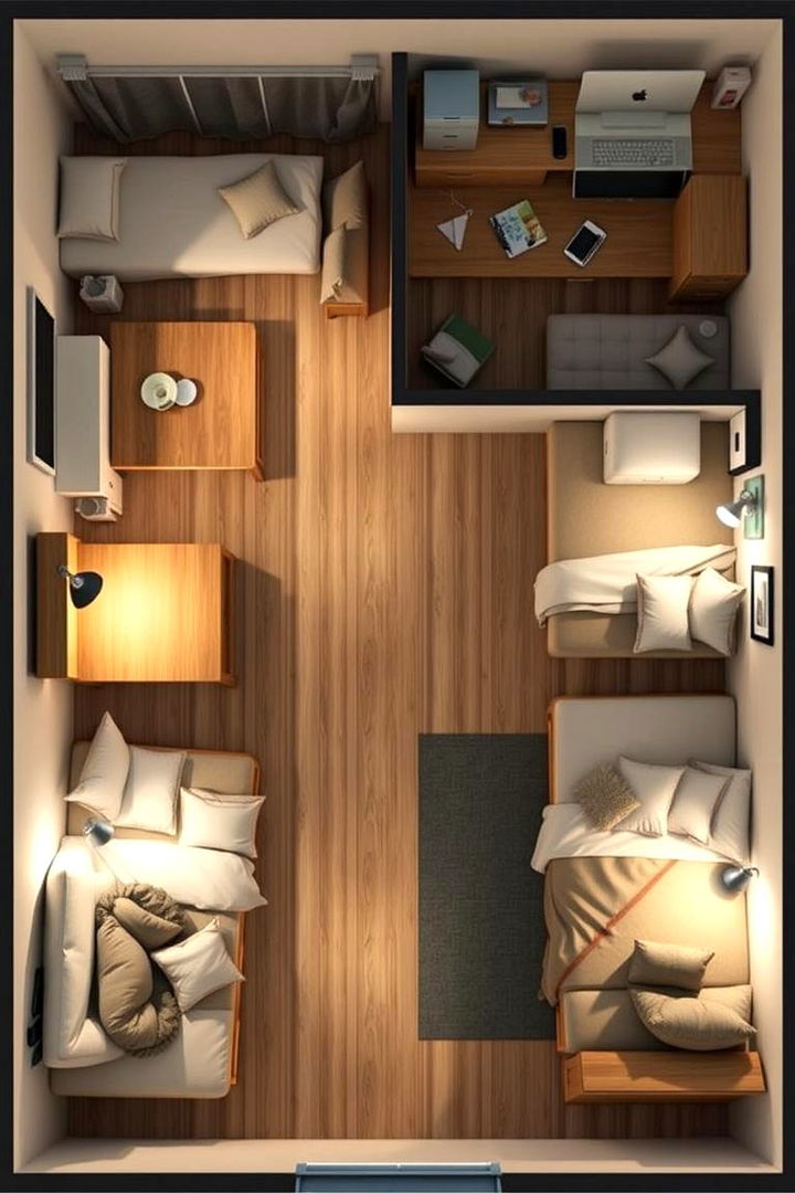 Multifunctional Work and Relax Zones - 22 Boys Dorm Room Ideas