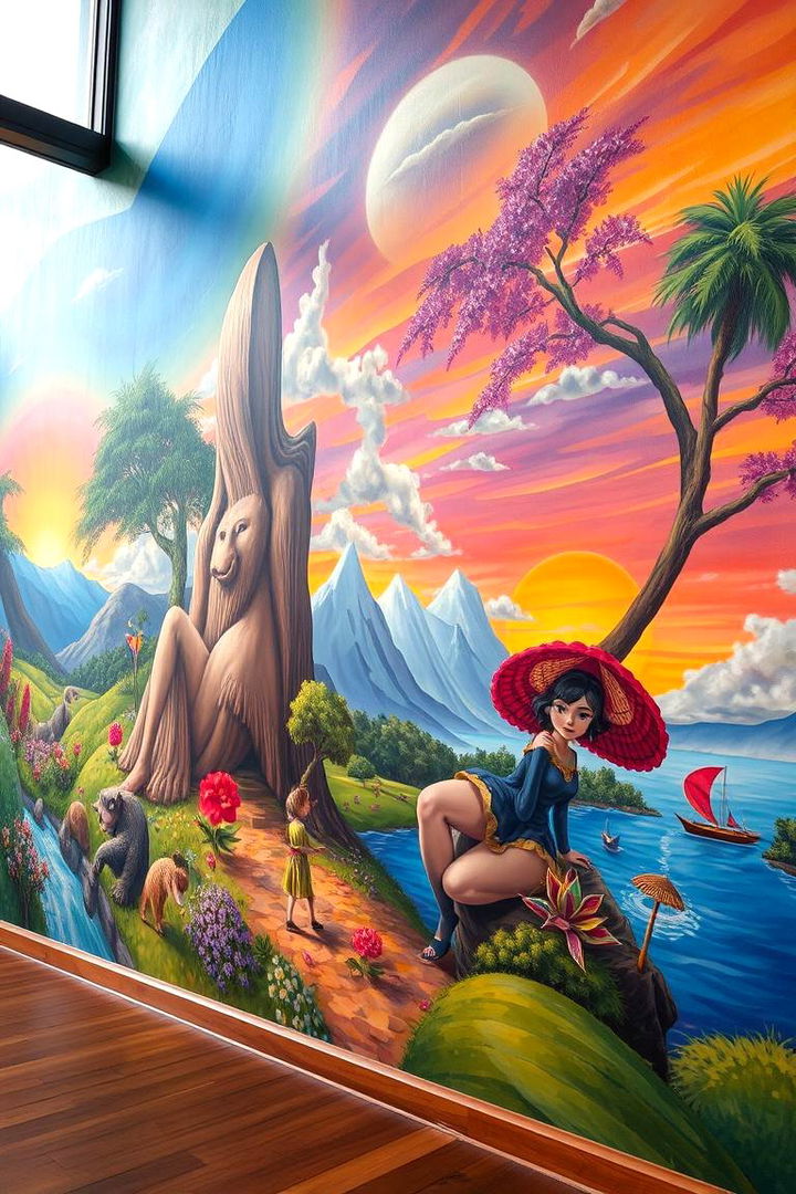 Mural Art Feature Wall - 22 Bedroom Accent Wall Ideas