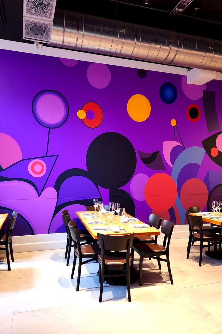 Mural Magic in Purple - 22 Purple Dining Room Ideas