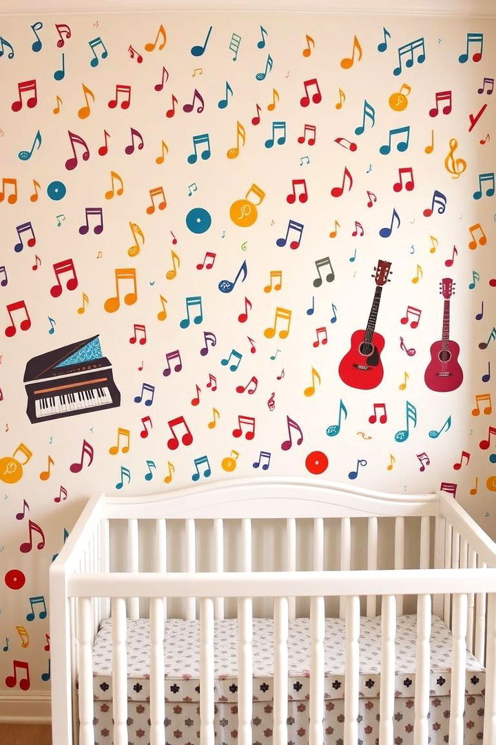 Musical Notes and Instruments - 22 Nursery Wall Decor Ideas