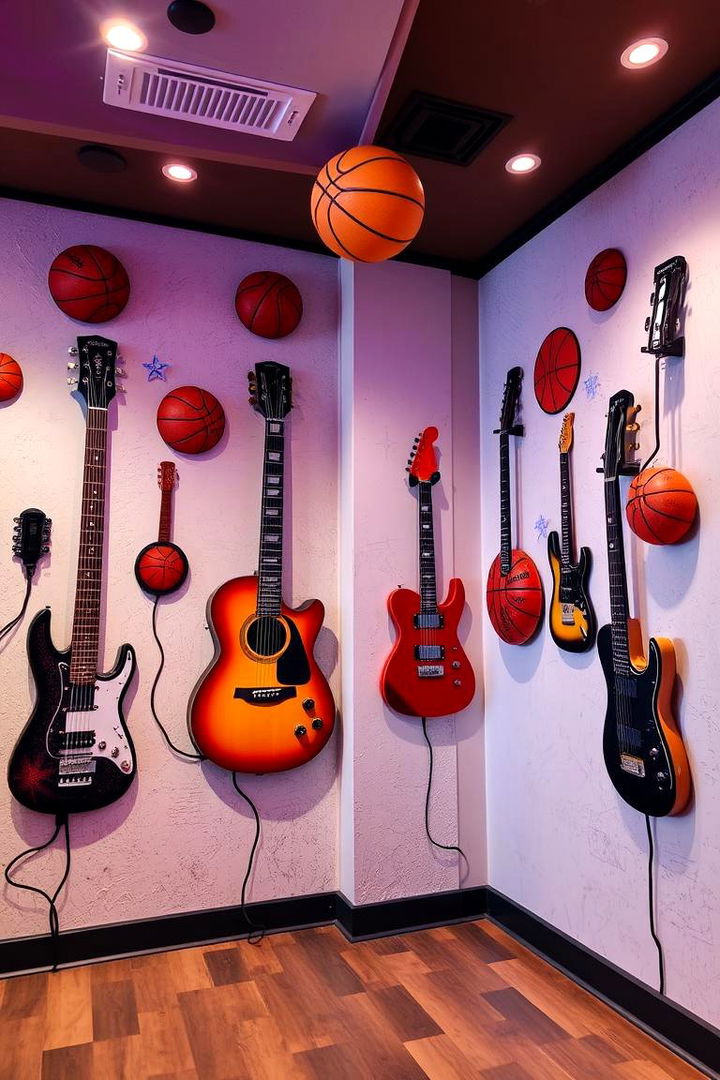 Musical Sports Accents - 22 basketball room decor ideas