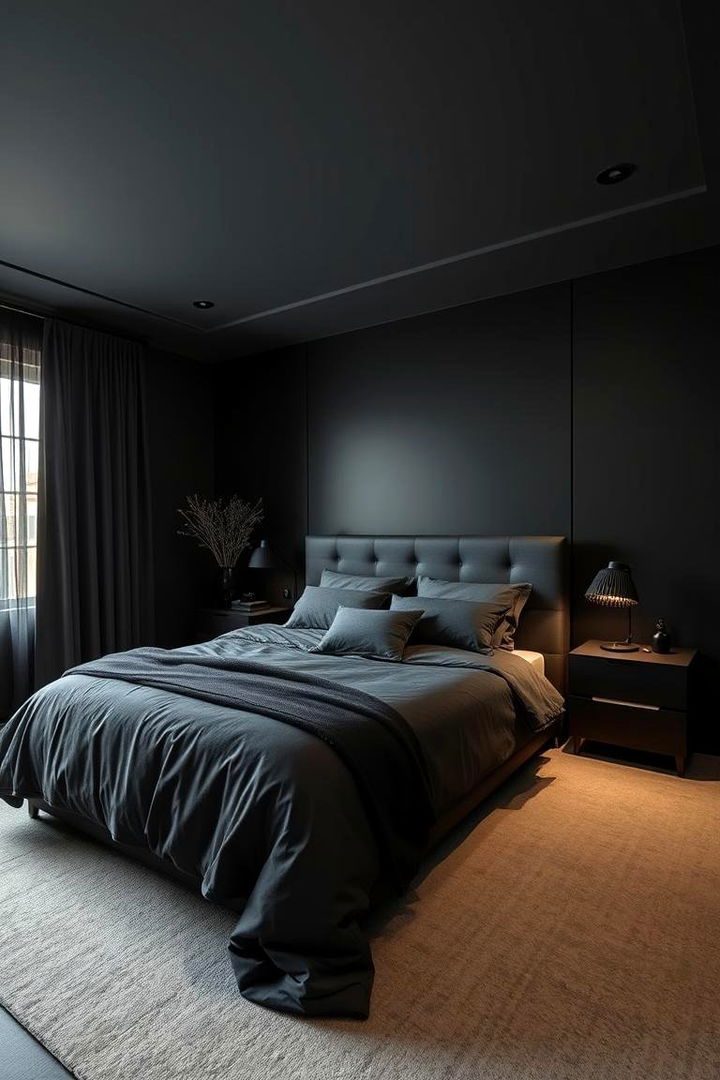 Mysterious Mood with Dark Walls - 22 Matte Black Bedroom Ideas