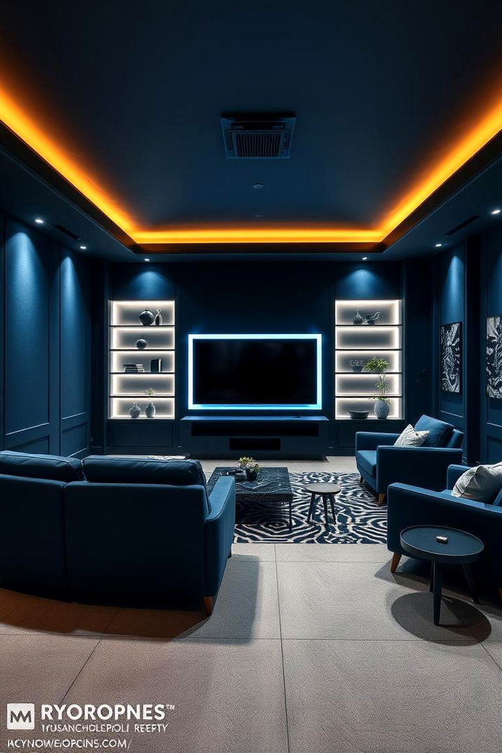 Mystic Navy Depth in Entertainment Rooms - 22 Monochromatic Color Schemes for Rooms