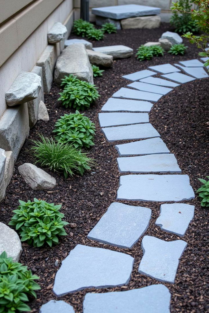 Narrow Accent Bluestone Pathway - 22 Bluestone Walkway Ideas