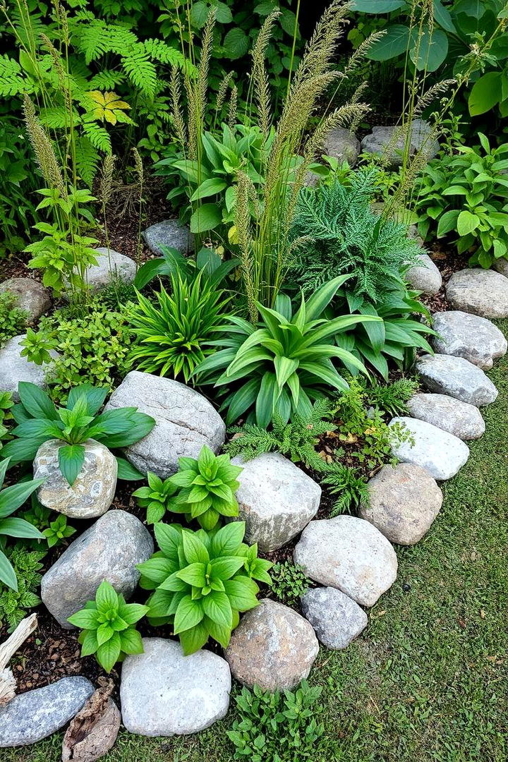 Native Plant Integrated Border - 22 Stone Garden Edging Ideas