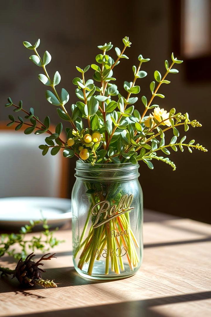 Natural Botanical Arrangement - 22 Mason Jar Centerpiece Ideas