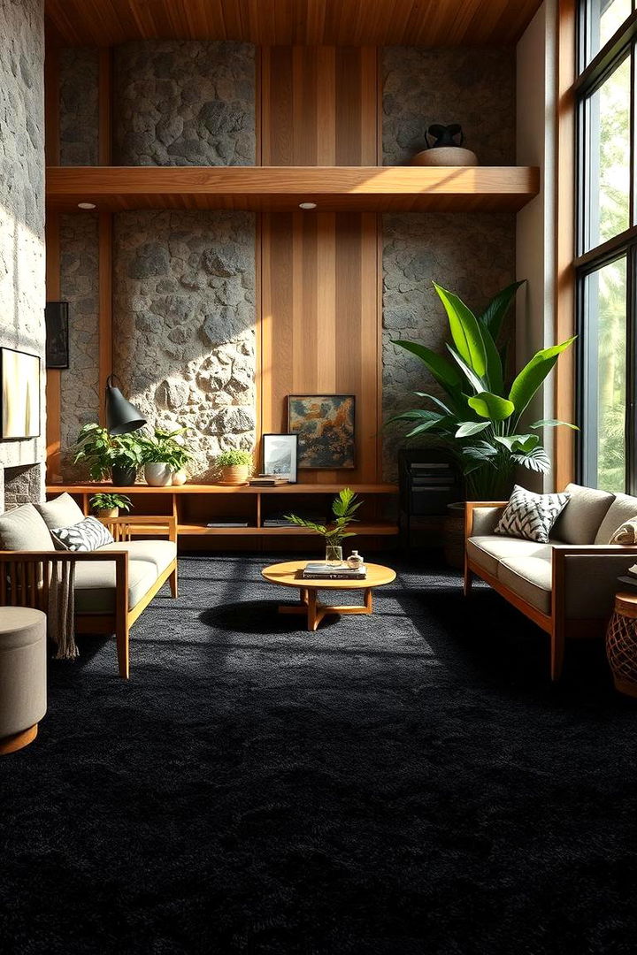 Natural Element Harmony - 22 Black Carpet Living Room Ideas