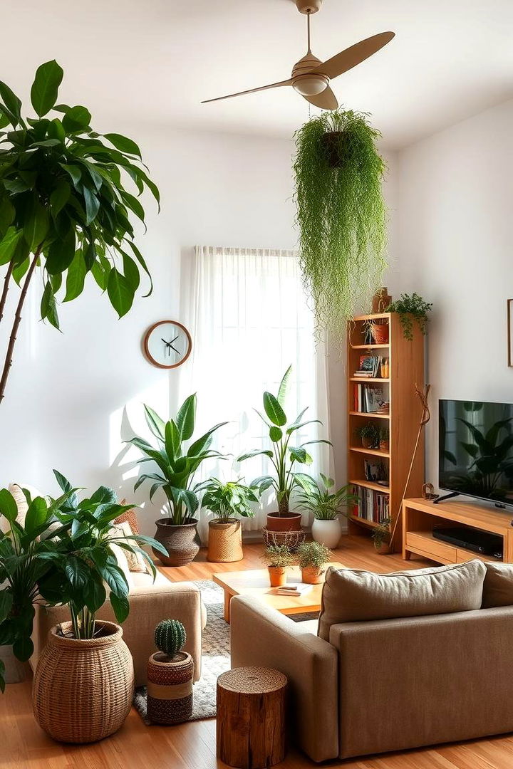 Natural Elements and Indoor Plants - 22 Colorful Boho Living Room Ideas