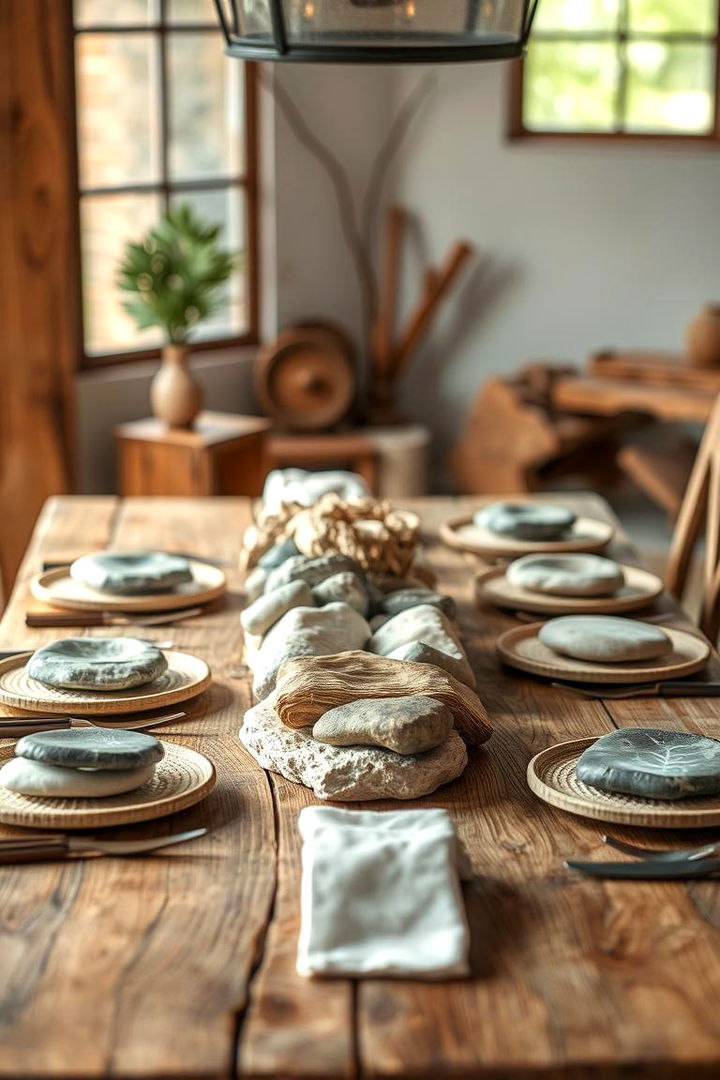 Natural Elements and Stones - 22 Dining Room Table Decor Ideas