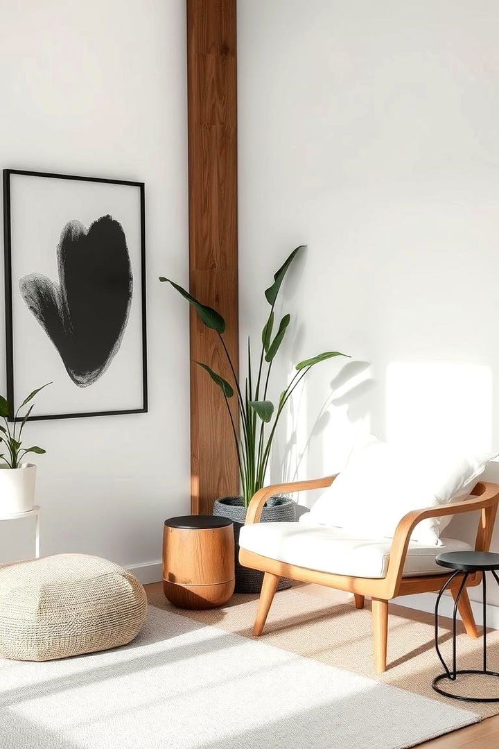 Natural Elements in Monochrome - 22 Black and White Living Room Ideas