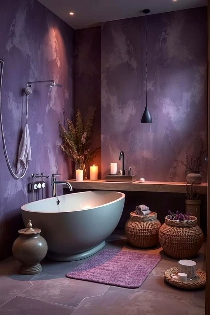 Natural Elements in Purple Hues - 22 Purple Bathroom Ideas