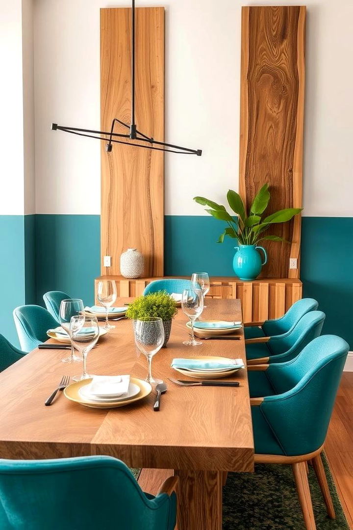 Natural Elements with Teal - 22 Teal Dining Room Ideas