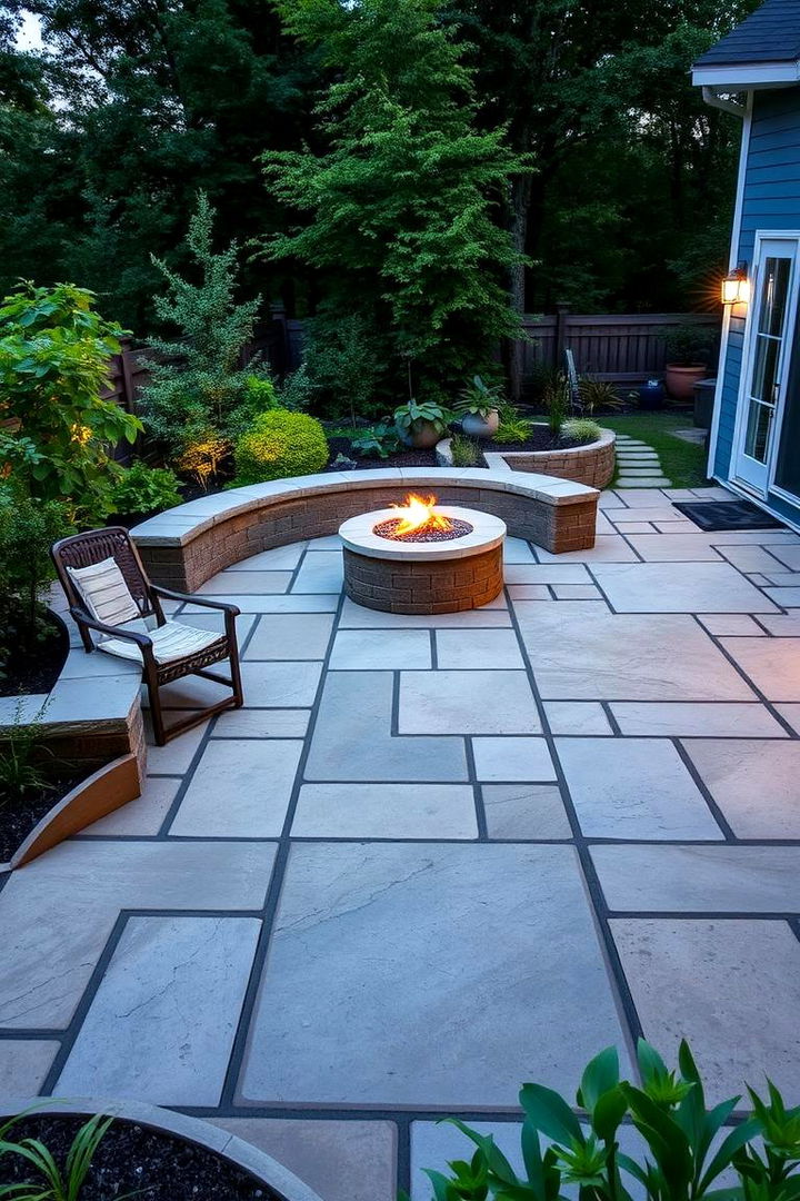Natural Integration and Organic Flow - 22 Concrete Paver Patio Fire Pit Ideas