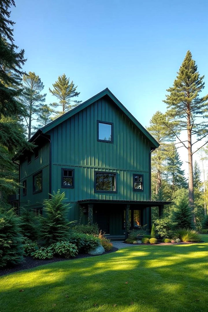 Natural Integration - 22 Forest Green House With Black Trim