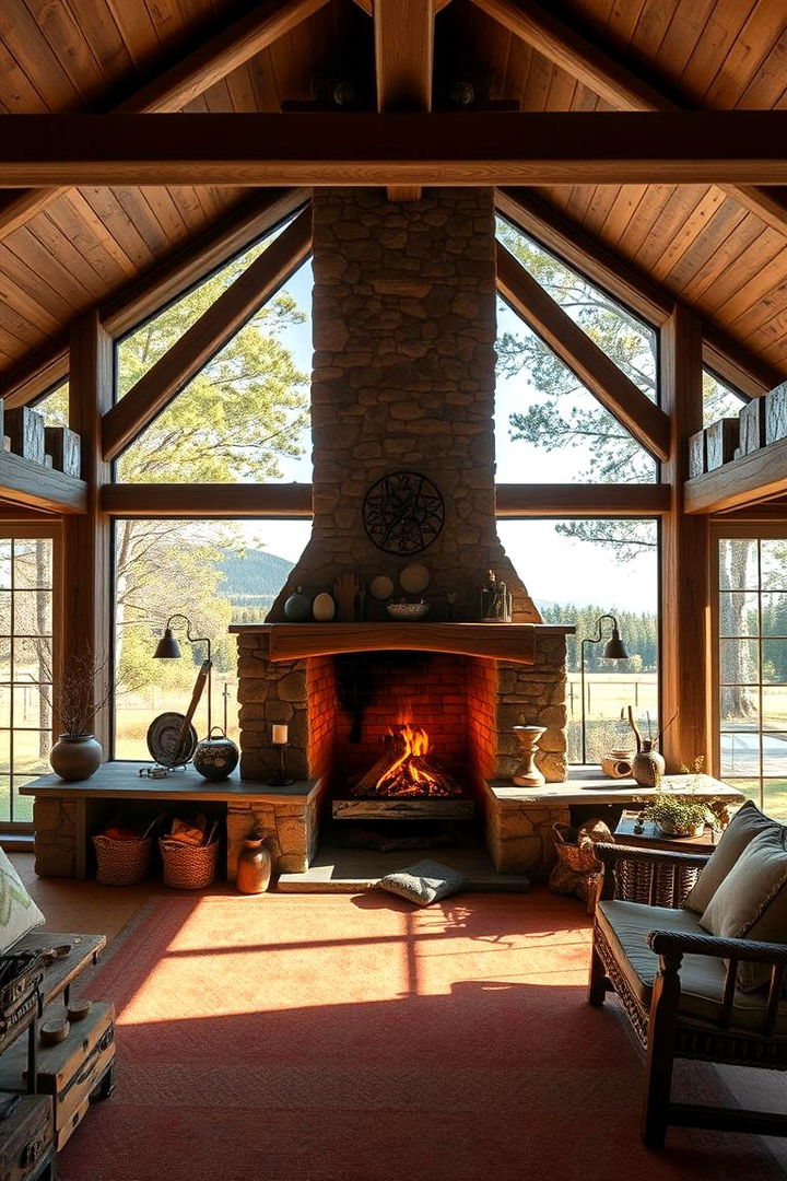 Natural Landscape Integration - 22 Farmhouse Fireplace Ideas