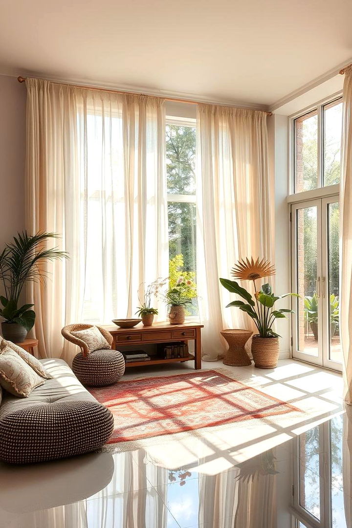 Natural Light Emphasis - 22 Neutral Boho Living Room Ideas