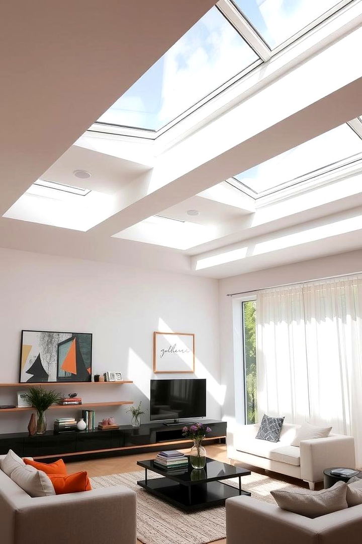 Natural Light Maximization with Skylights - 22 Living Room Lighting Ideas