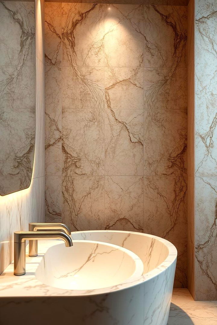 Natural Marble Texture Enhancements - 22 Marble Bathroom Ideas