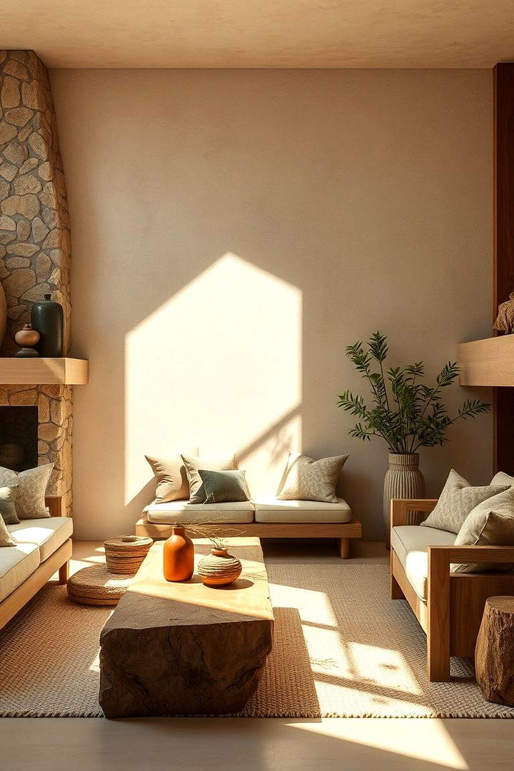 Natural Material Harmony - 22 Beige Living Room Ideas