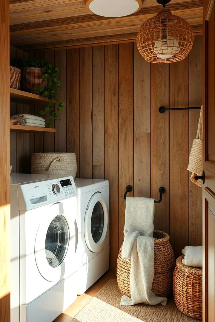 Natural Materials and Earthy Textures - 22 Boho Laundry Room Ideas
