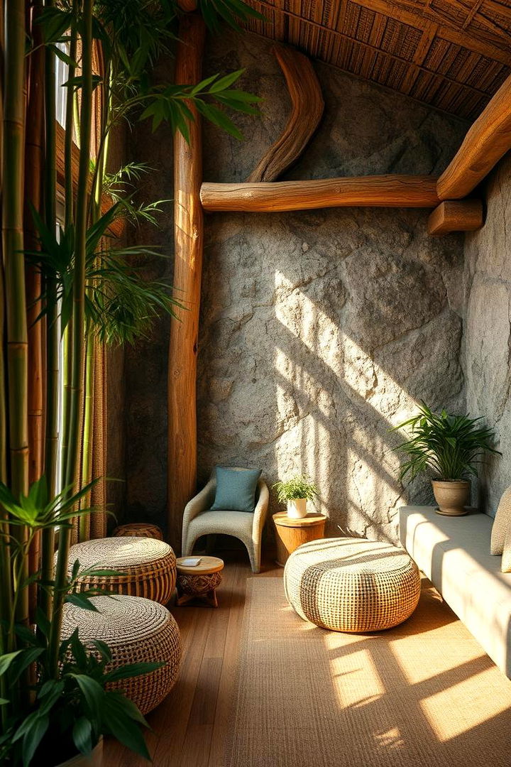 Natural Materials and Organic Textures - 22 Japandi Living Room Ideas