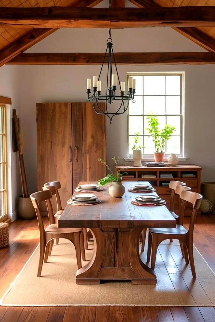 Natural Materials and Wooden Accents - 22 Boho Dining Room Ideas