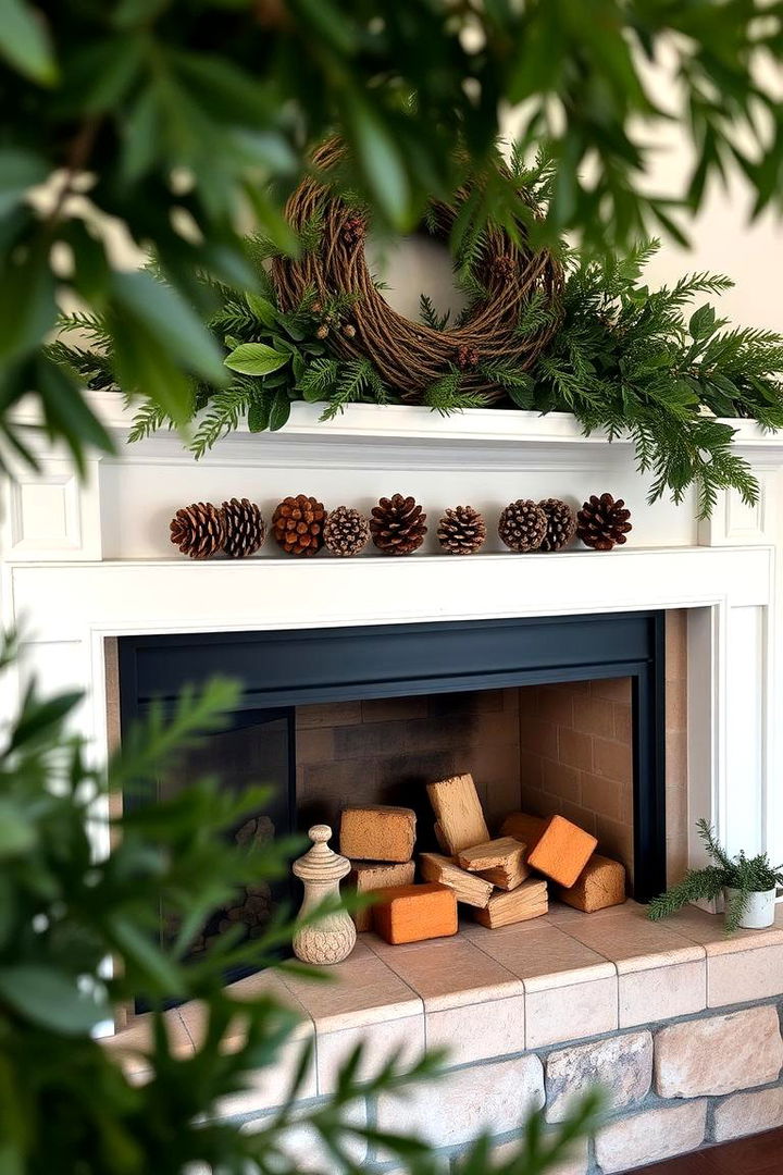 Natural Pinecone Accents - 22 Mantel Garland Ideas
