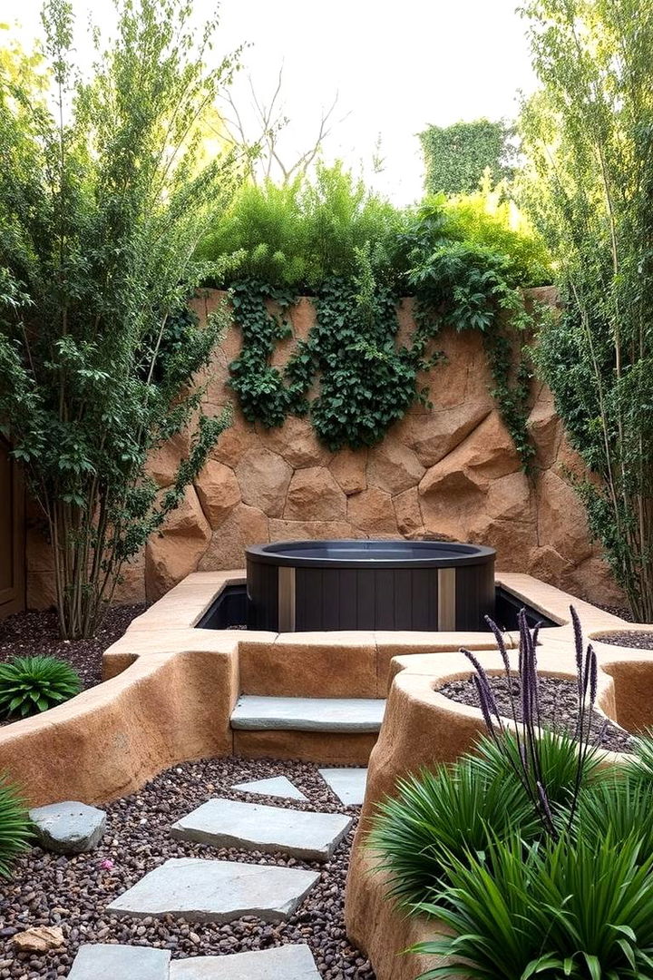 Natural Privacy Walls - 22 Hot Tub Landscaping Ideas